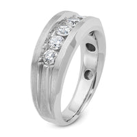 14k White Gold IBGoodman Men's Polished & Satin 5-Stone Diamond Ring