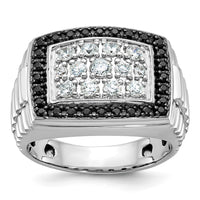 14k White Gold IBGoodman Men's Polished & Textured Cluster Ring Mtg