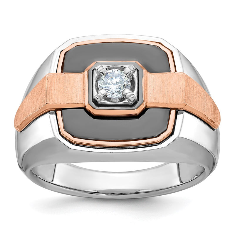 14k White & Rose Gold IBGoodman Men's Polished & Satin Ring Mounting