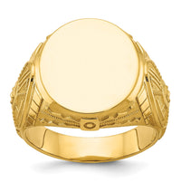 14k IBGoodman 18.5x15.75mm Men's Round Signet Ring