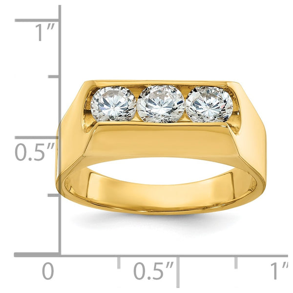 14k IBGoodman Men's Polished 3-Stone Diamond Ring