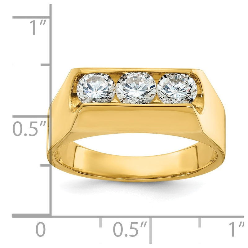 14k IBGoodman Men's Polished 3-Stone Diamond Ring