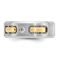 14ktt IBGoodman Men's Polished Satin & Cut-Out 3-Stone Ring Mounting