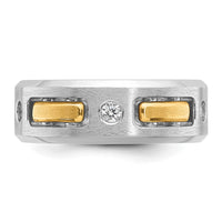 14ktt IBGoodman Men's Polished Satin & Cut-Out 3-Stone Ring Mounting