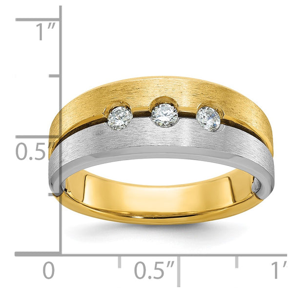 14k Two-tone IBGoodman Men's Polished and Satin Diamond Ring Mounting