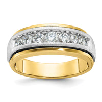 14k Two-tone IBGoodman Men's Polished & Satin 7-Stone Ring Mounting