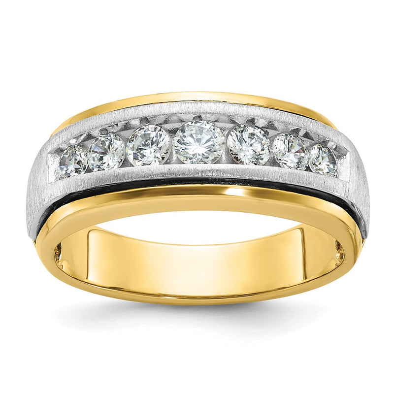 14k Two-tone IBGoodman Men's Polished & Satin 7-Stone Ring Mounting