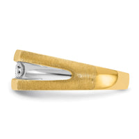 14k IBGoodman Men's Polished Satin and Grooved 3-Stone Ring Mounting