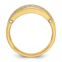 14k Two-tone IBGoodman Men's Polished Satin & Grooved Diamond Ring