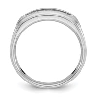 14k White Gold IBGoodman Men's Polished Satin & Grooved Ring Mtg