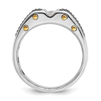 14k Two-tone IBGoodman Men's Polished & Textured 3-Stone Ring Mtg