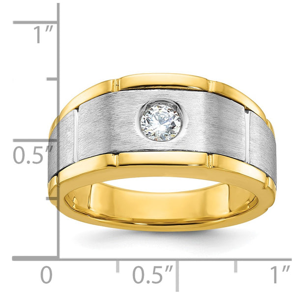 14k Two-tone IBGoodman Men's Polished and Satin Diamond Ring Mounting