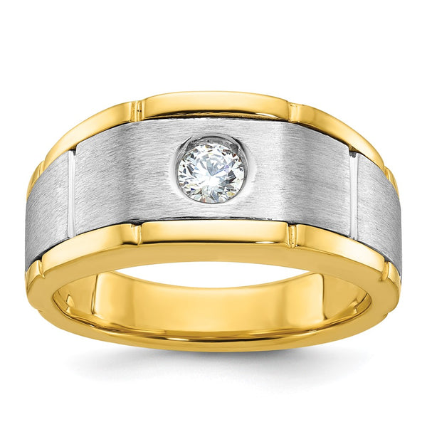 14k Two-tone IBGoodman Men's Polished and Satin Diamond Ring Mounting