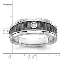 14k White Gold IBGoodman Men's Polished & Textured Solitaire Ring Mtg