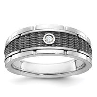 14k White Gold IBGoodman Men's Polished & Textured Solitaire Ring Mtg
