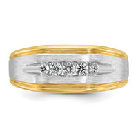 14k IBGoodman Men's Polished Satin and Grooved 5-Stone Ring Mounting