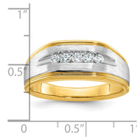 14k IBGoodman Men's Polished Satin and Grooved 5-Stone Ring Mounting