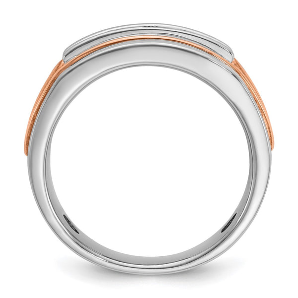 14k White/Rose Gold IBGoodman Men's Polished 5-Stone Diamond Ring