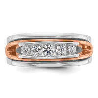 14k White/Rose Gold IBGoodman Men's Polished 5-Stone Diamond Ring