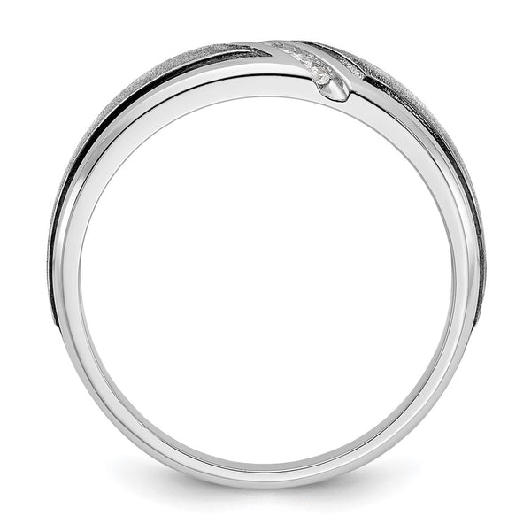 14kw w/ Black RH IBGoodman Men's Polish/Satin AA Diamond Ring