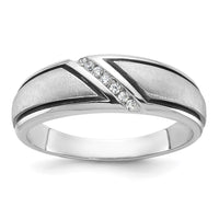 14kw w/ Black RH IBGoodman Men's Polish/Satin AA Diamond Ring