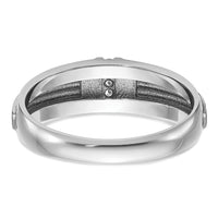 14k White Gold Polished Satin/Grooved 5 Stone Men's Ring Mounting