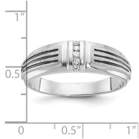 14k White Gold Polished Satin/Grooved 5 Stone Men's Ring Mounting