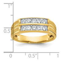 14k IBGoodman Men's Polished Satin & Grooved 2-Row Ring Mounting