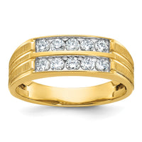 14k IBGoodman Men's Polished Satin & Grooved 2-Row Ring Mounting