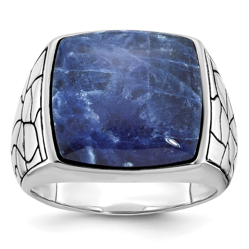 14k White Gold IBGoodman Men's Sodalite Ring