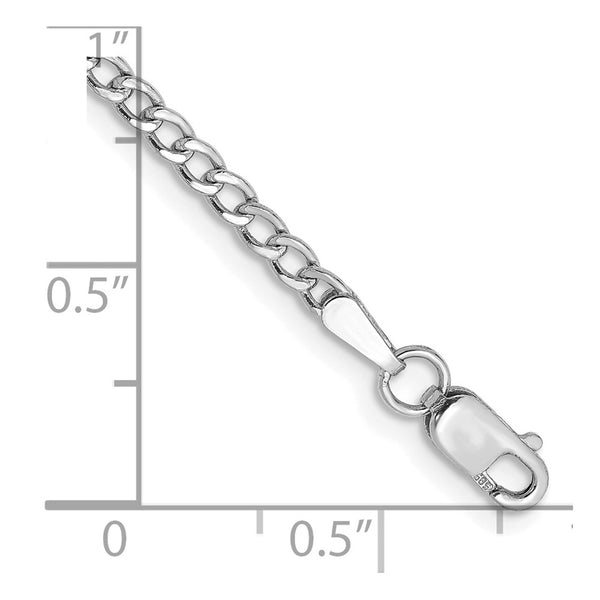 14k White Gold 2.5mm Semi-Solid Curb Chain