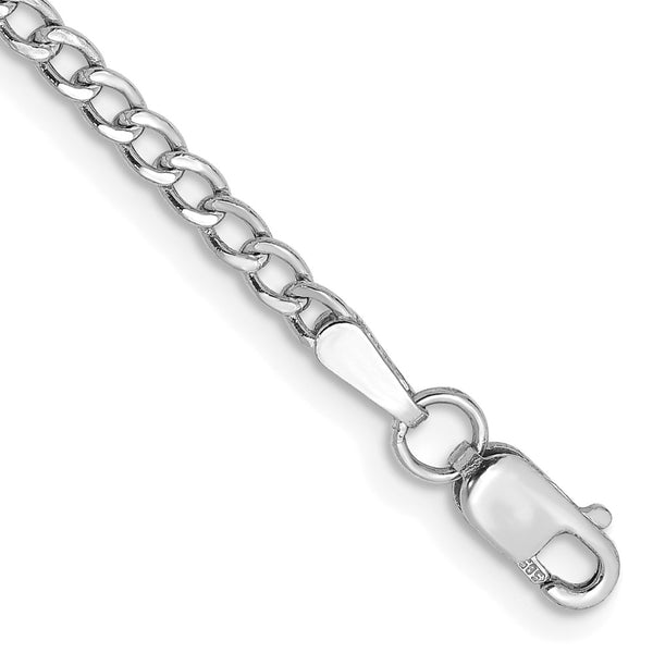 14k White Gold 2.5mm Semi-Solid Curb Chain