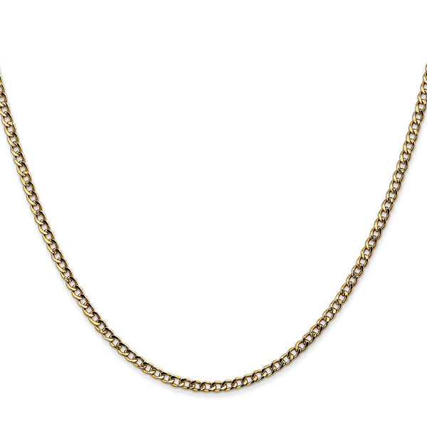14k 2.5mm Semi-Solid Curb Chain