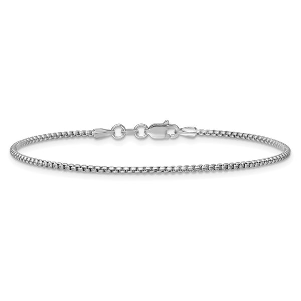 14k White Gold 1.5mm Semi-Solid Round Box Chain