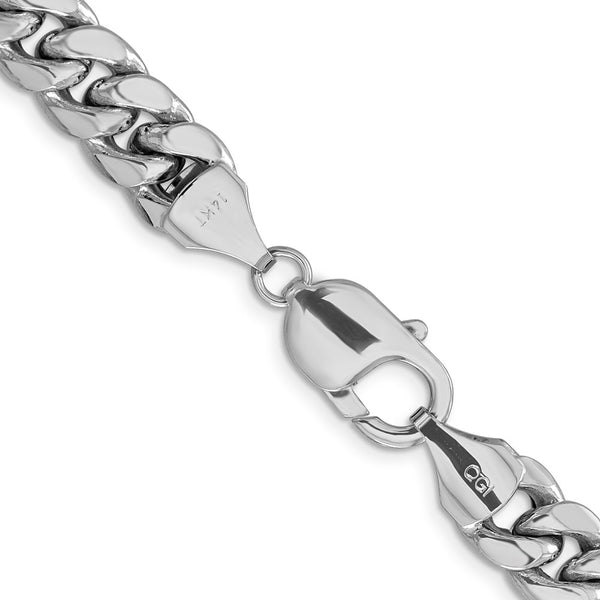 14k White Gold 9.3mm Semi-Solid Miami Cuban Chain