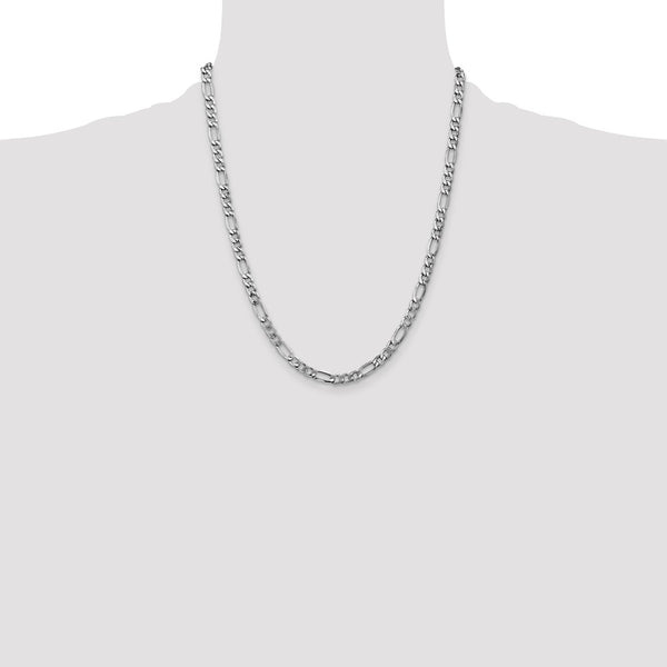 14k White Gold 5.75mm Semi-Solid Figaro Chain