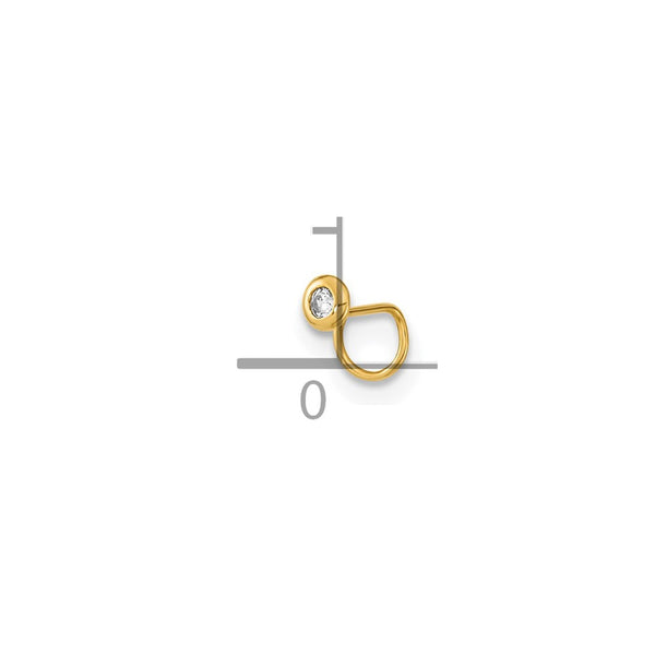 14K 22 Gauge Circle with CZ Nose Ring Body Jewelry
