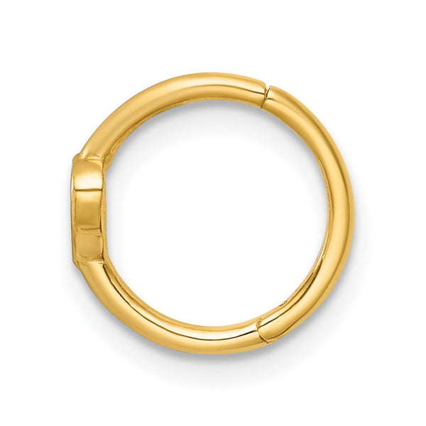 14k 16 Gauge Polished Open Heart 10.0mm Hinged Cartilage Ring
