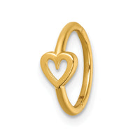 14k 16 Gauge Polished Open Heart 10.0mm Hinged Cartilage Ring