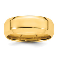 14KY 8mm Bevel Edge Comfort Fit Band Size 8.5