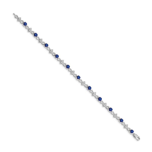 14k White Gold Diamond and Sapphire Bracelet