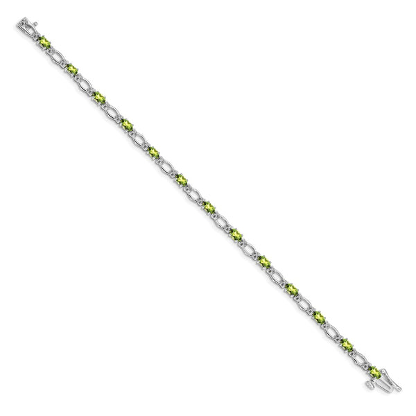 14k White Gold Diamond and Peridot Bracelet