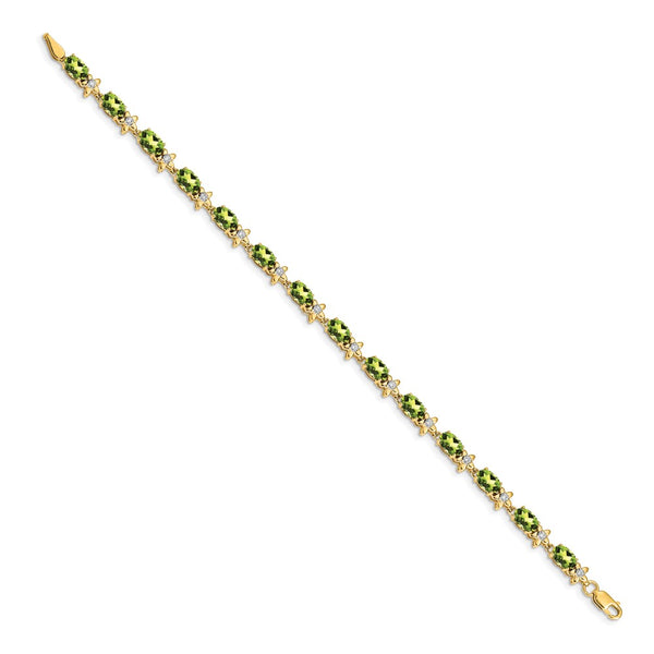 14k Floral Diamond and Peridot Bracelet