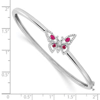 14k White Gold Ruby and Diamond Butterfly Bangle
