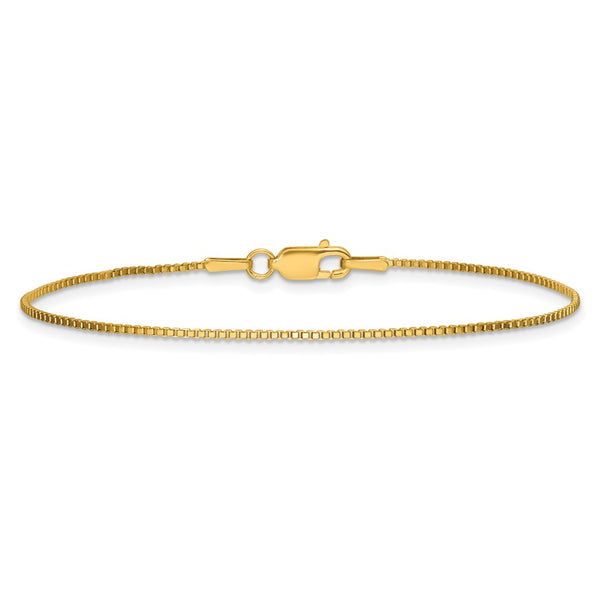 14k 1.0mm Box Chain Anklet