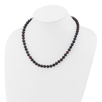 14k 7-8mm Black Near Round Freshwater Cultured Pearl Necklace