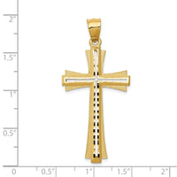 14K Diamond Cut and Satin Cross Pendant