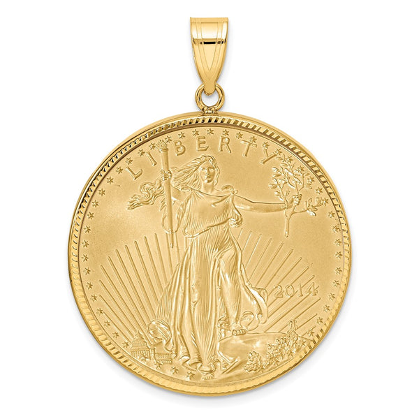 14ky 1oz Mounted American Eagle Coin D/C Prong Bezel Pendant