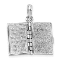 14k White Gold 3-D Holy Bible w/ Lord's Prayer Moveable Charm