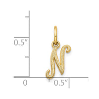 14KY Script Letter N Initial Charm